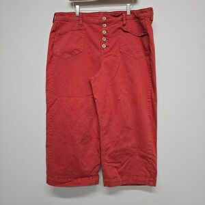 Torrid Wide Leg Crop Pants Womens 20 Red Button Fly Stretch Twill Boho